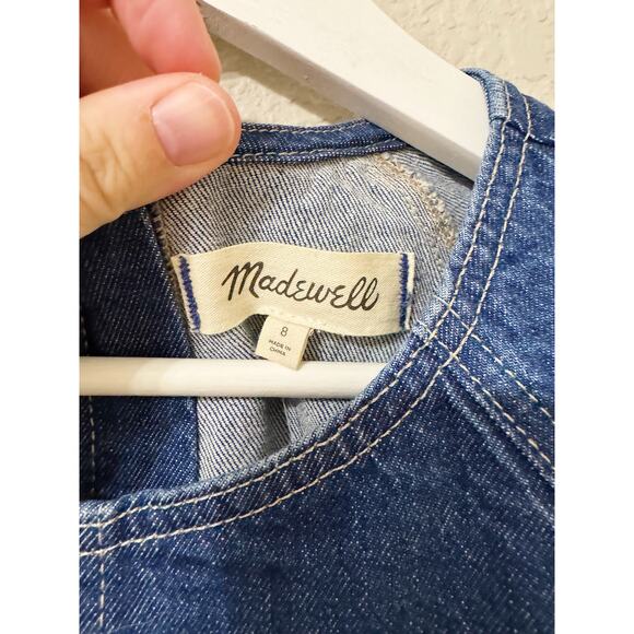 NWT Madewell Denim Puff-Sleeve Midi Dress Allister Wash Blue Jean Dress Size 8 - Picture 3 of 6